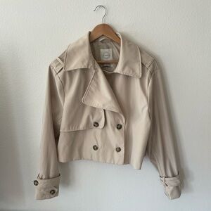 Stoosh Cream Cropped Trench Coat